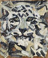 Fleck_Schneeleopard_1987_OelPapier_60x50cm