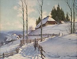 Hauptmann_Weg_mit_Zaun_zu_Hof_auf_Anhoehe_OelLw_70x90cm