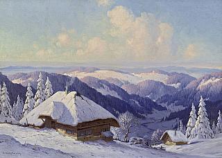 Hauptmann_Sonnige_Winterlandschaft_mit_Hof_OelLw_50x70cm